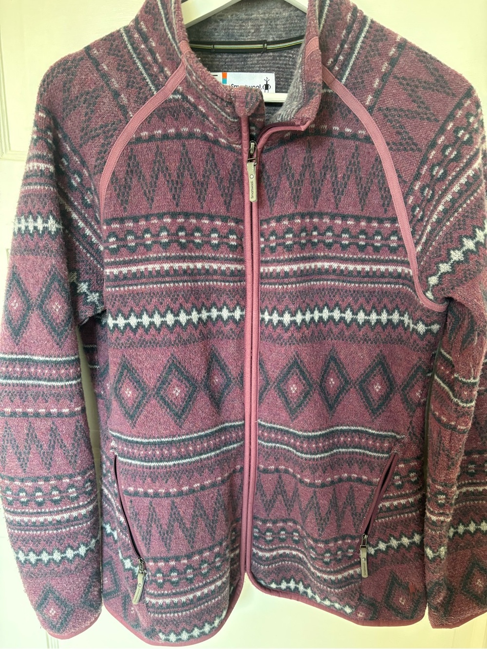 Smartwool Rose-Pink Patterned Full-Zip Utility Jacket